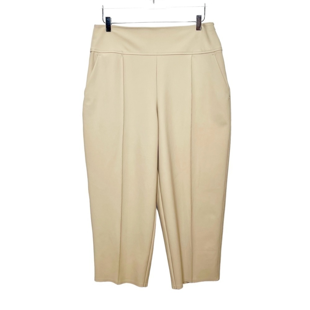 Athleta Stellar Wide Cropped Abalone Gray Cream Cropped Women’s Pants Sz 12